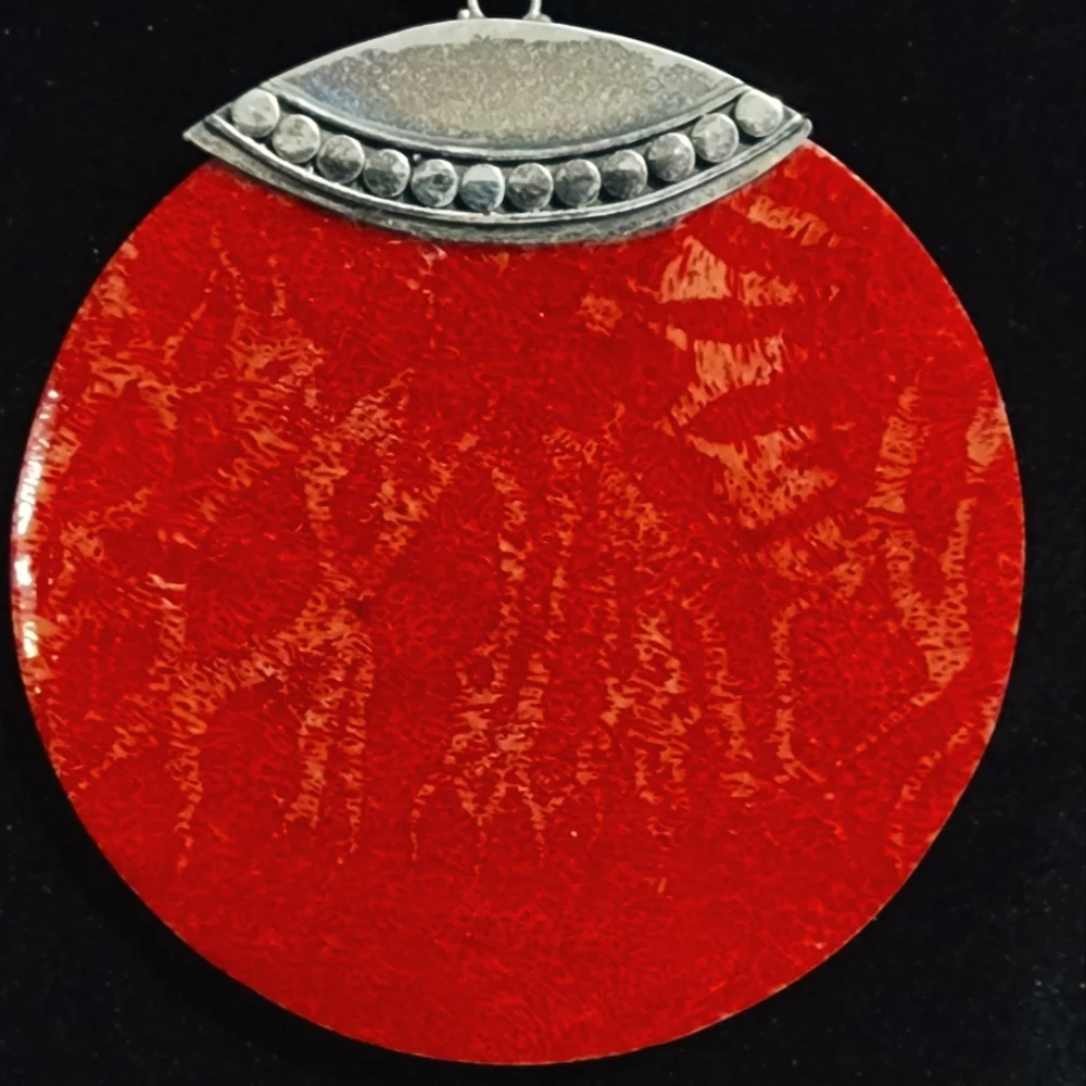 Vintage Sterling Silver Red Sponge Coral Necklace - Picture 2 of 7